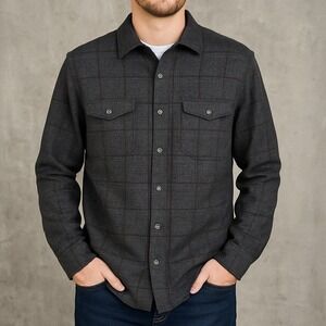 Age‎ of Wisdom Men's Plaid Button Up Shirt Gray Long Sleeve Pockets Size M